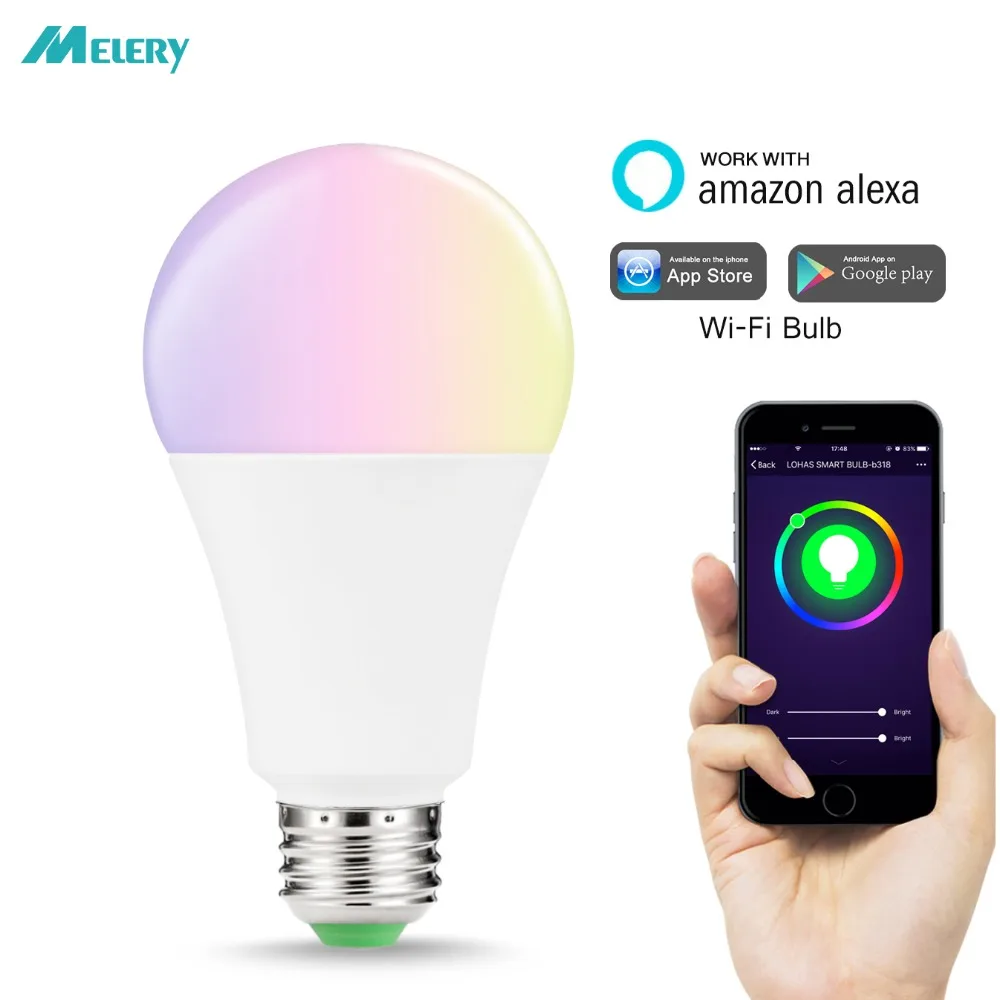 Wi Fi умный светодиодный светильник лампы E26 E27 RGB Теплый Холодный белый свет
