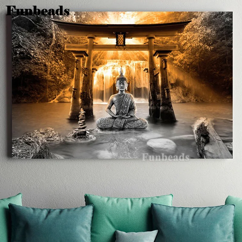 

Full Square Drill 5D Diy Diamond Painting Buddha Smile Mosaic Diamond Embroidery Orange Landscape Sale Rhinestones Kits FF5608