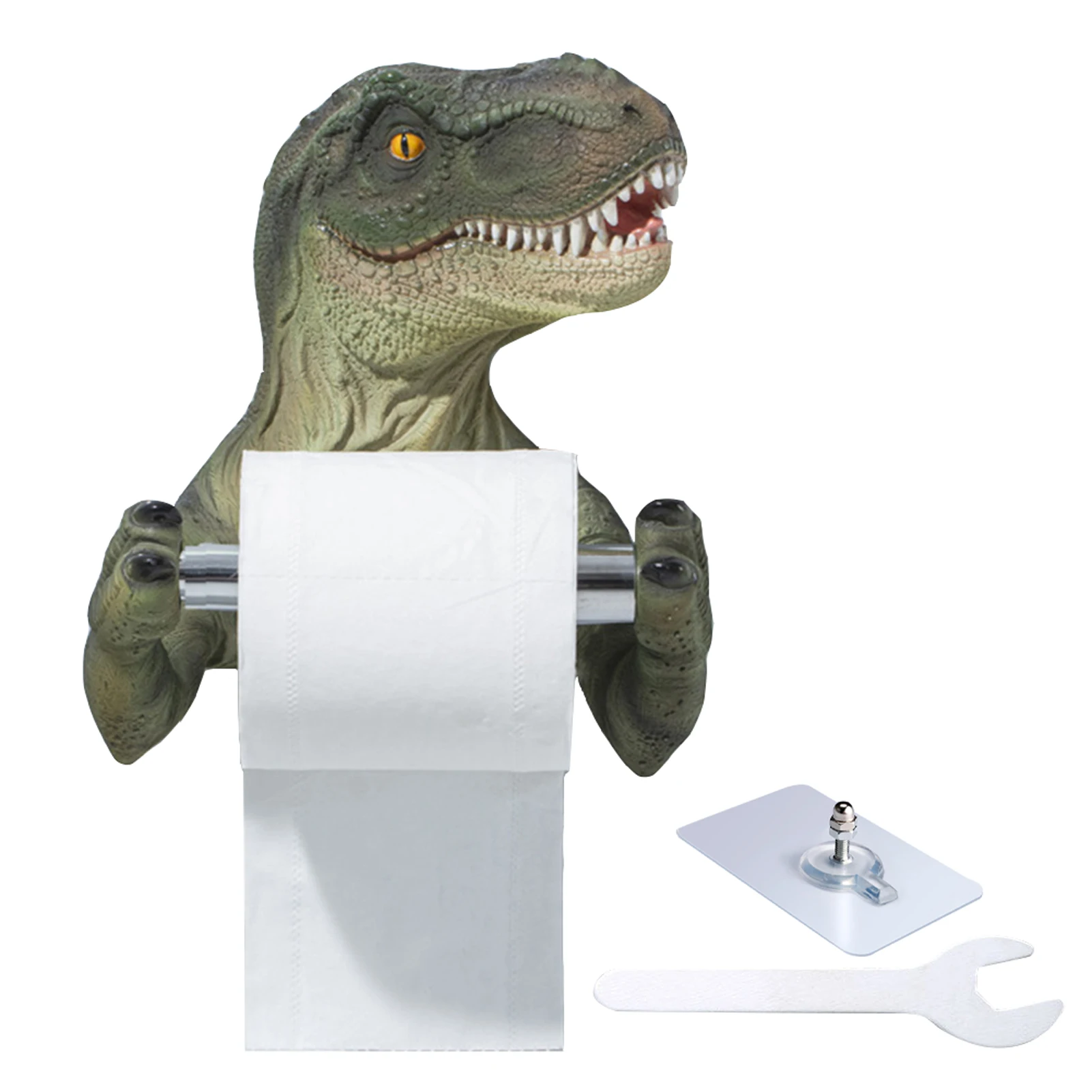 

Dinosaur Tissue Holder Box Wall-mounted Dinosaur Bathroom Storage Rack 3D Cartoon Animals Punch-free Bathroom Accessories