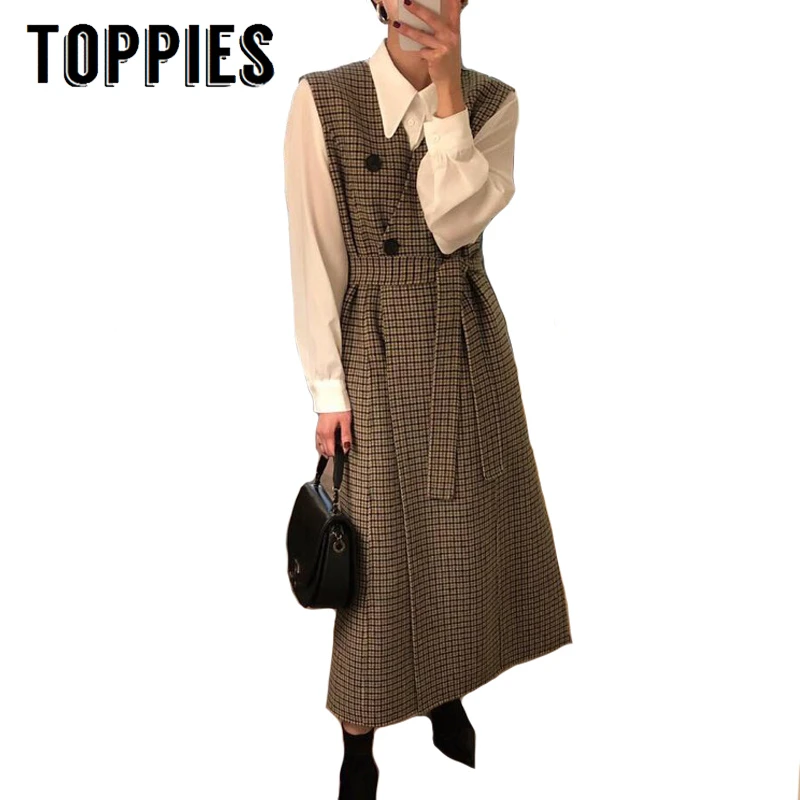 Женское винтажное клетчатое платье без рукавов с v образным вырезом белая