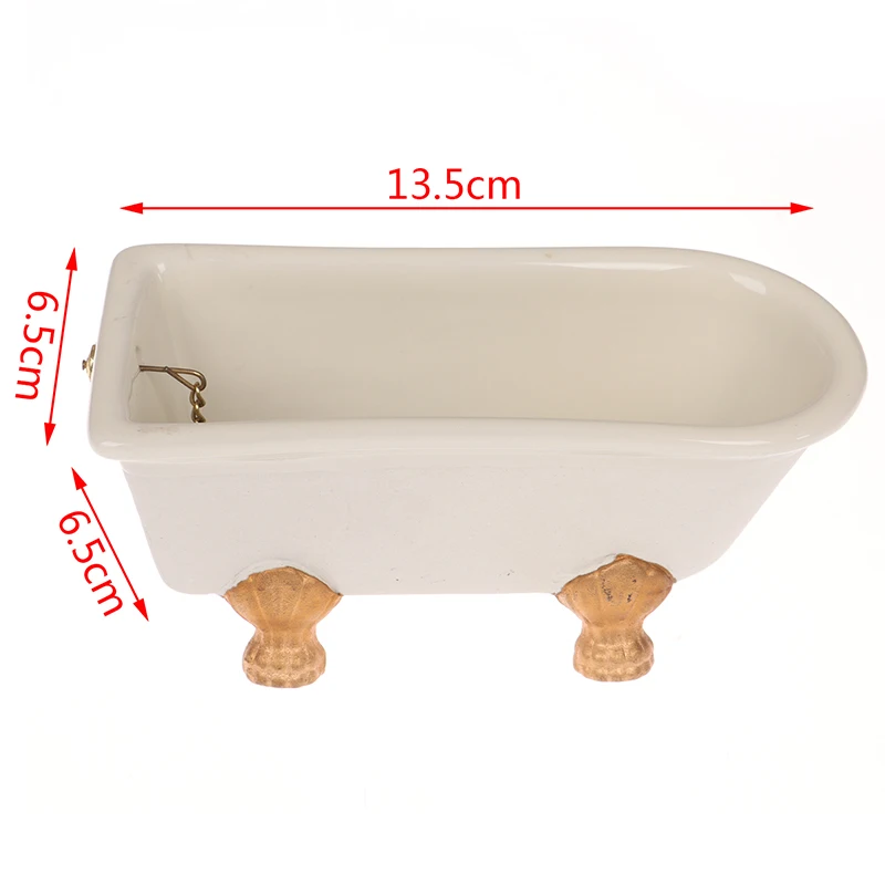 

1pc 1:12 Dollhouse White Porcelain Bath Tub Miniature Bathroom Furniture Accessories