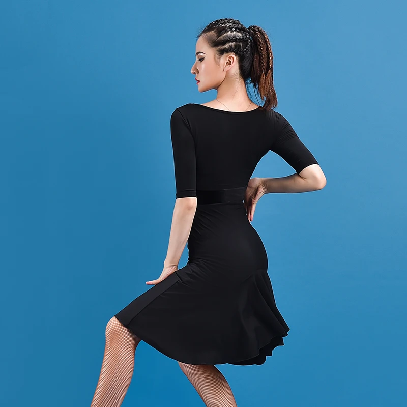 Новое платье для латинских танцев женское летнее танцевальное с короткими
