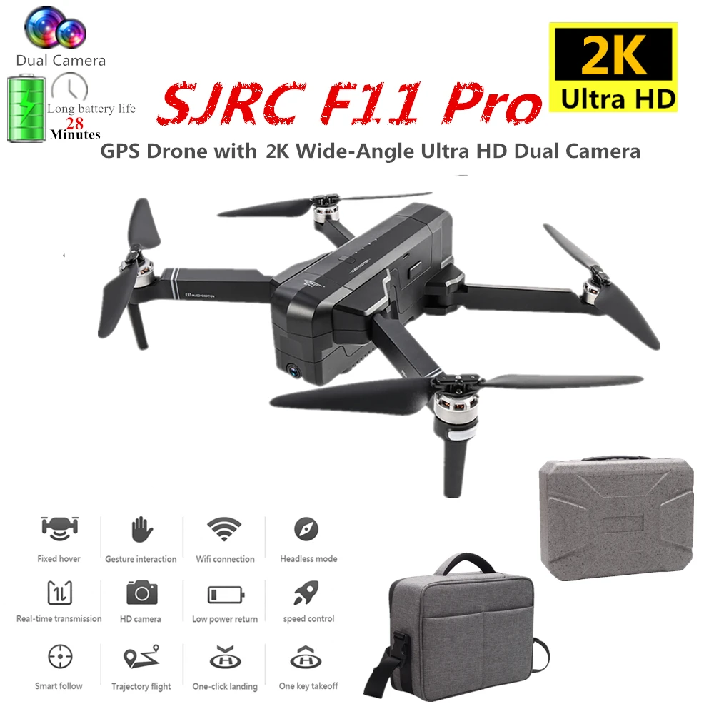 SJRC F11 PRO GPS Drone с 2K HD камерой бесщеточный Квадрокоптер 1600 м дистанционное