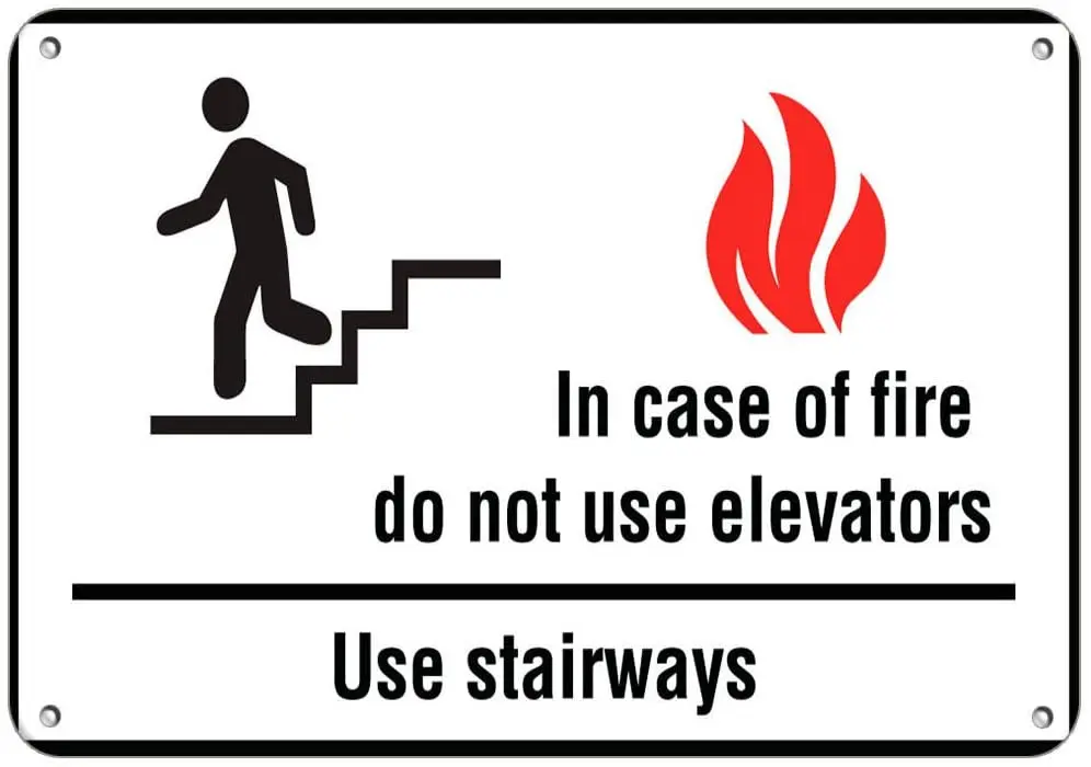 in Case of Fire Do Not Use Elevators Stairways Label Vinyl Decal Sticker Kit OSHA Safety Compliance Signs 8" | Дом и сад