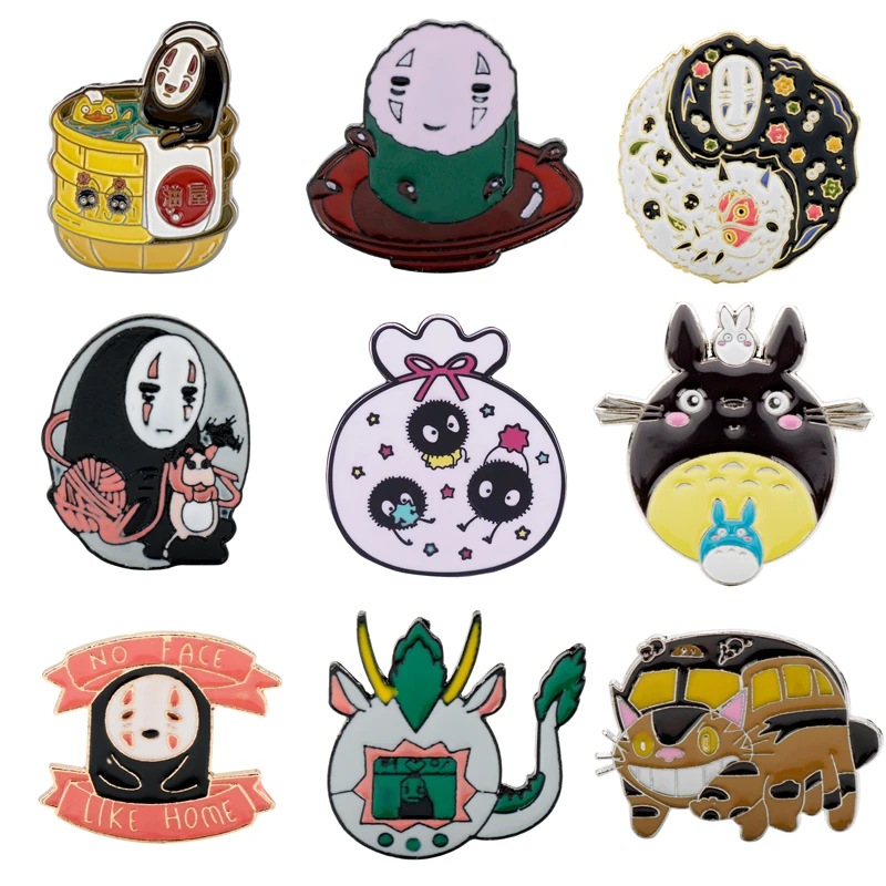 

Cartoon Brooch Miyazaki Hayao No Face Man Fairydust Totoro Enamel Pin Brooches Women Men Lapel Pins Children Anime Accessories