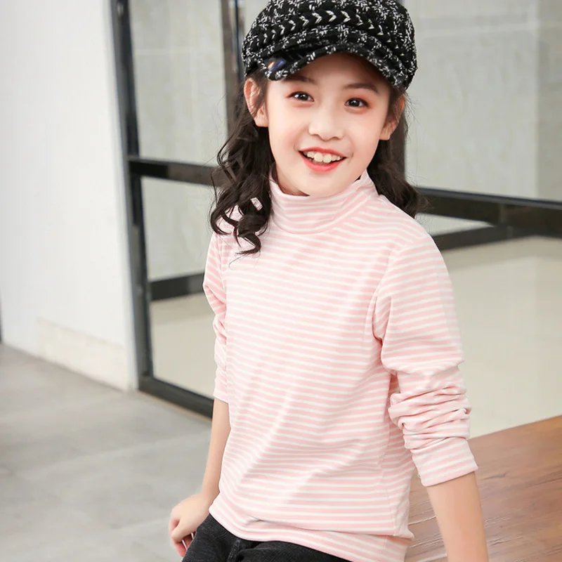 Новинка 2020 осенняя футболка для маленьких девочек в полоску с длинным рукавом и