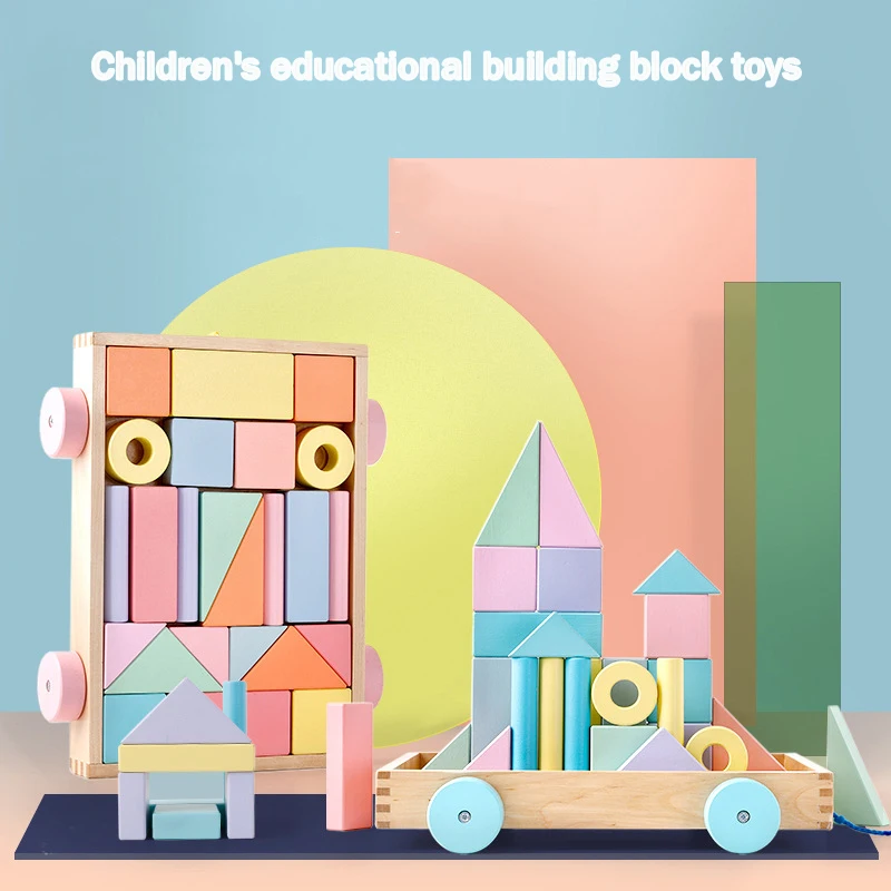 

24 шт деревянные большие частицы Макарон цвет трейлер строительные блоки детские головоломки Монтессори раннего детства игрушки