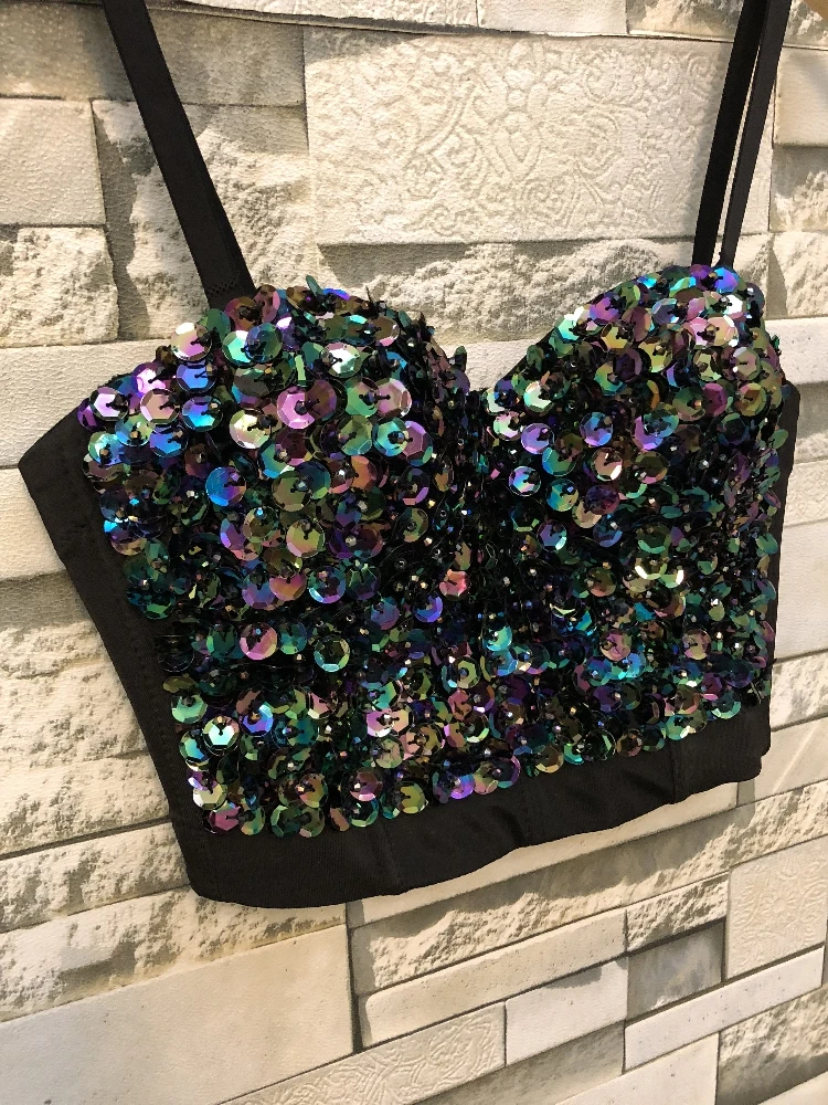 Женский топ без рукавов с блестками тонкий высокой талией сексуальный бюстье