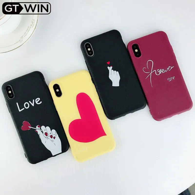 GTWIN 3D рельефный чехол для телефона iPhone 6 6s 7 8 Plus X 5 5S SE с милым мультяшным сердцем
