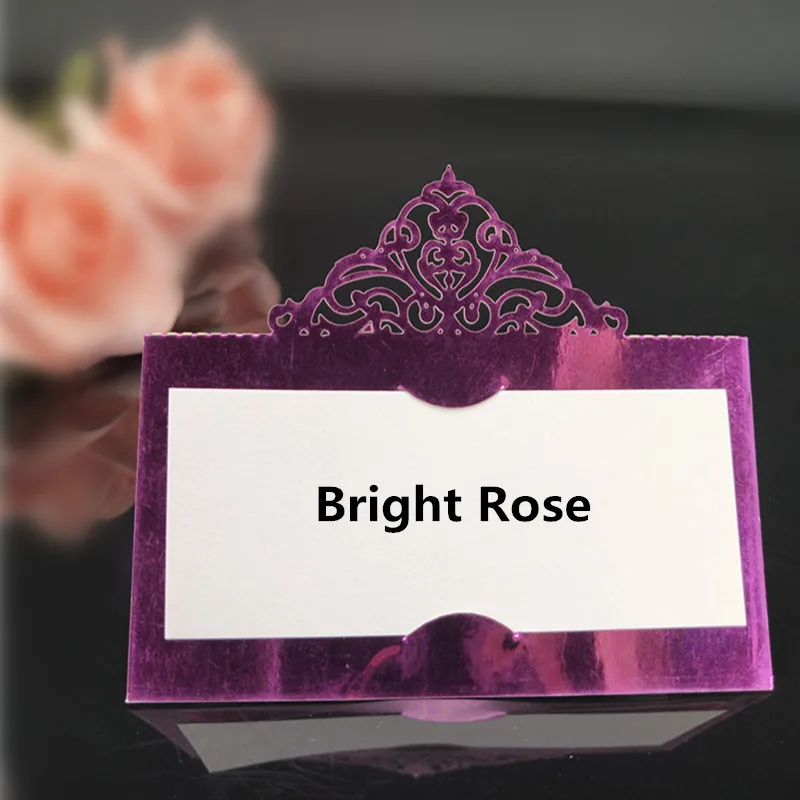 bright rose Лазерная резка 9*9 см 50 шт полые Свадебные настольные карты для свадьбы/вечеринки в честь рождения детей 7Z-SH873-50 - Цвет: bright rose