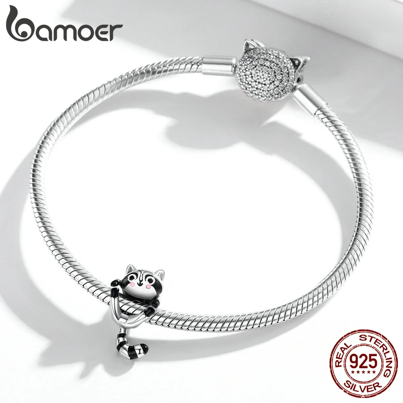 Шарм bamoer из серебра 925 пробы с енотом для оригинального браслета женское
