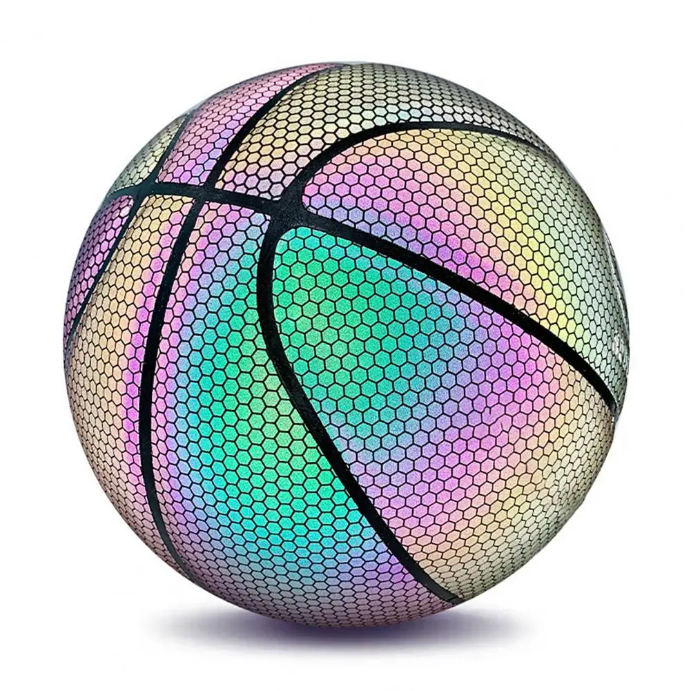 

Creative Glowing Reflective Basketball PU Holographic Rainbow Laser Luminous Basketball Party Home Outdoor Decoration Boys Gifts