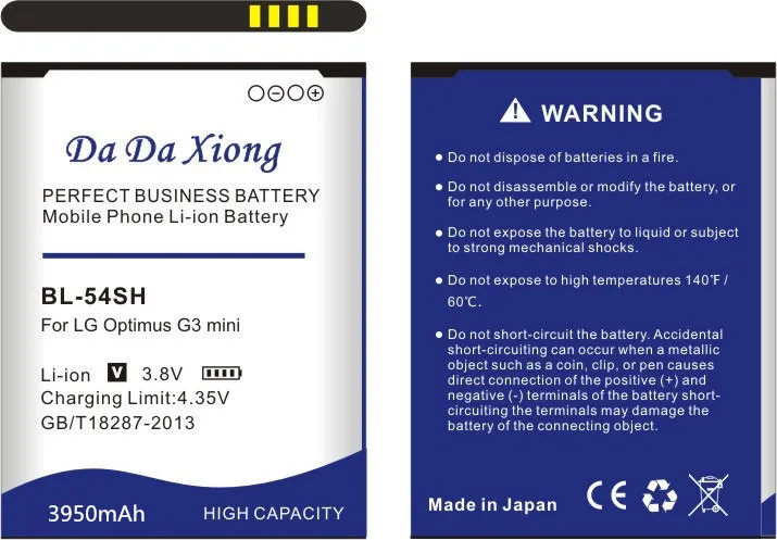 Аккумулятор Da Xiong 3950 мА/ч, BL-54SH Батарея для LG Optimus G3 мини G2 D725 D722 D728 D729 F300 L80 F7 F260 D373 US780 P698 F320 g3s мини