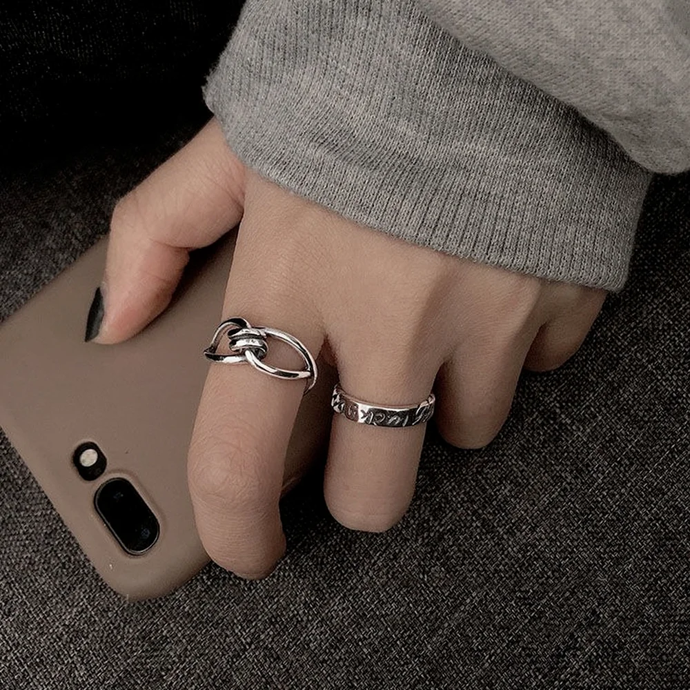 

Korea Fashion Ring Set For Women Gold Sliver Jewelry Personality Ring Set Gothic Trendy Boho Resizable Mans Rings For Women