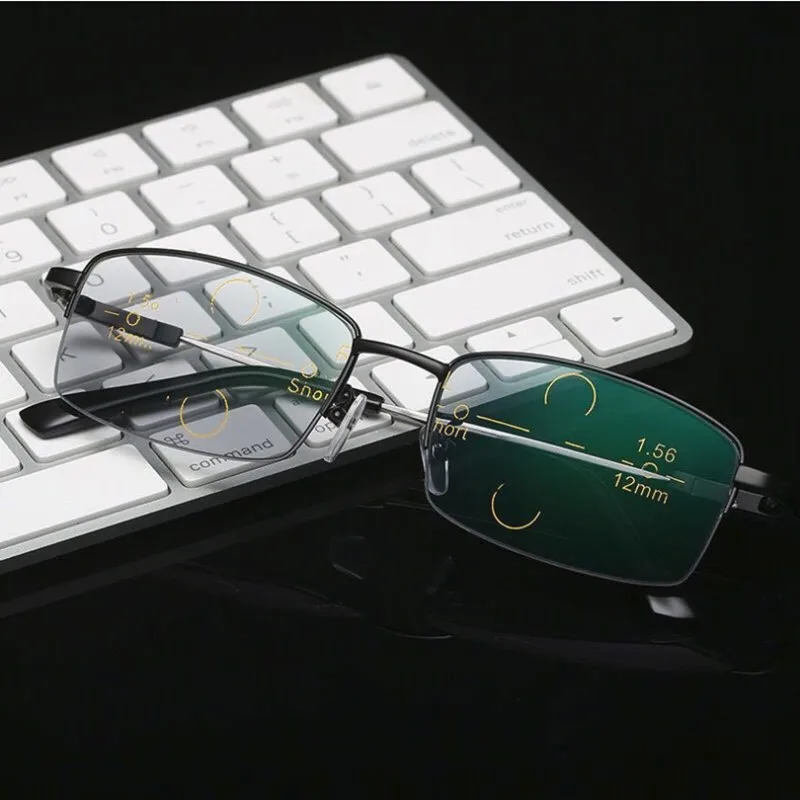 Титановые полуоправы металлические прогрессивные очки для чтения мужские