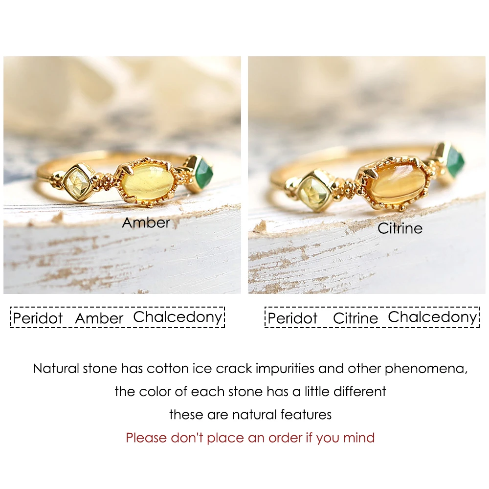 LAMOON винтажные кольца из драгоценных камней кольцо натурального янтаря для