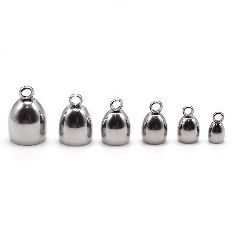 10pcs Stainless Steel Oval Shape End Caps Fit 3 4 5 6 7 8mm Tassel Leather Cord End Crimp Caps DIY Jewlery Making Findings Craft