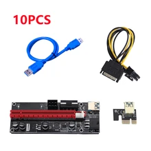 10Pcs New Ver009 Usb 3.0 Pci-E Riser Ver 009S Express 1X 4X 8X 16X Extender Riser Adapter Card Sata 15Pin to 6 Pin Power Cable
