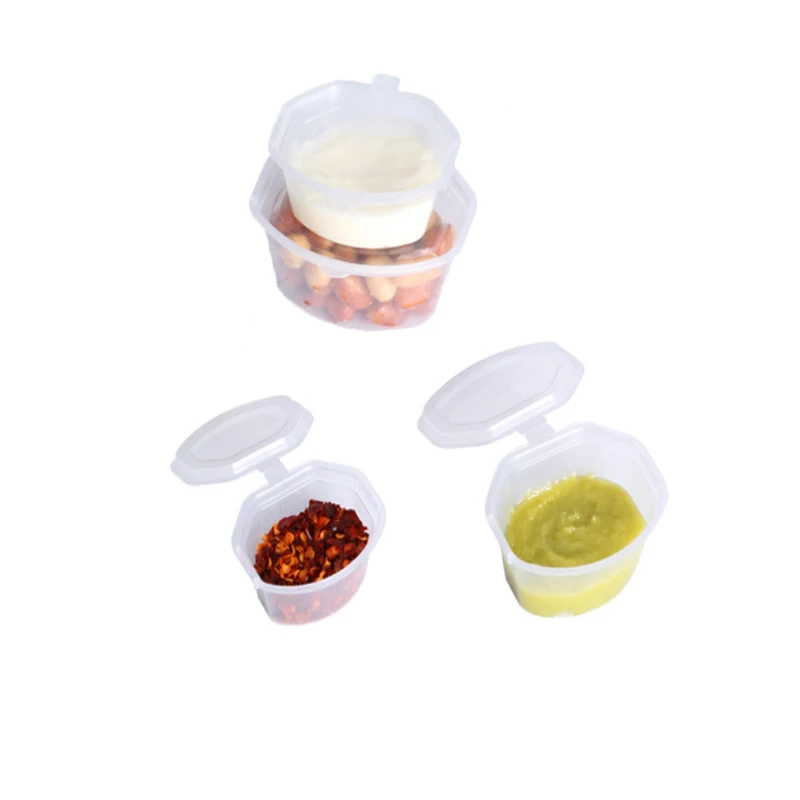 25Pcs Disposable Portable Plastic Sauce Cups Food Storage Containers Clear Boxes With Lids Small 25ml/50ml/75ml |