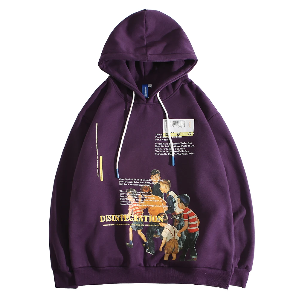 Oversize свитшот женский хип хоп Punk Hoodies толстовка мужская Kawaii фиолетовая New с