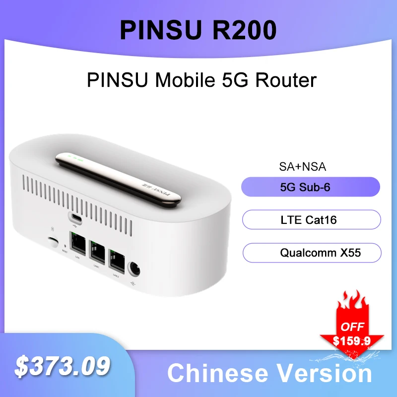 Разблокированный двухъядерный Wi-Fi роутер PINSU R200 сетка NSA + SA фрезерный с SIM-картой