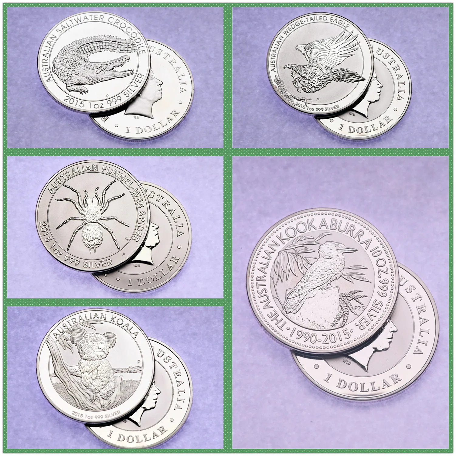 

1 oz 2015 Australian Koala + Kookaburra +Koala + Wedge Tailed Eagle + Spider Silver Coin Copy Not Magnetic Handicraft Collection