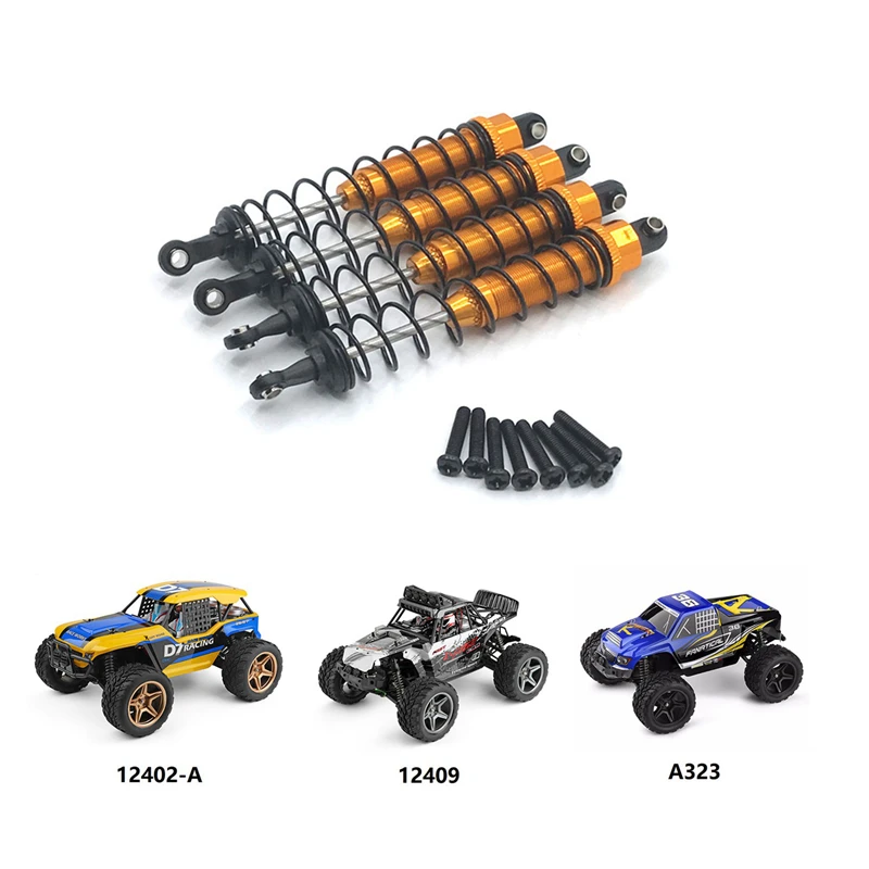 

Metal Oil Filled Front & Rear Shock Absorber Damper for Wltoys 12402-A A323 12409 & Front Rear Bumper Car Shell Column