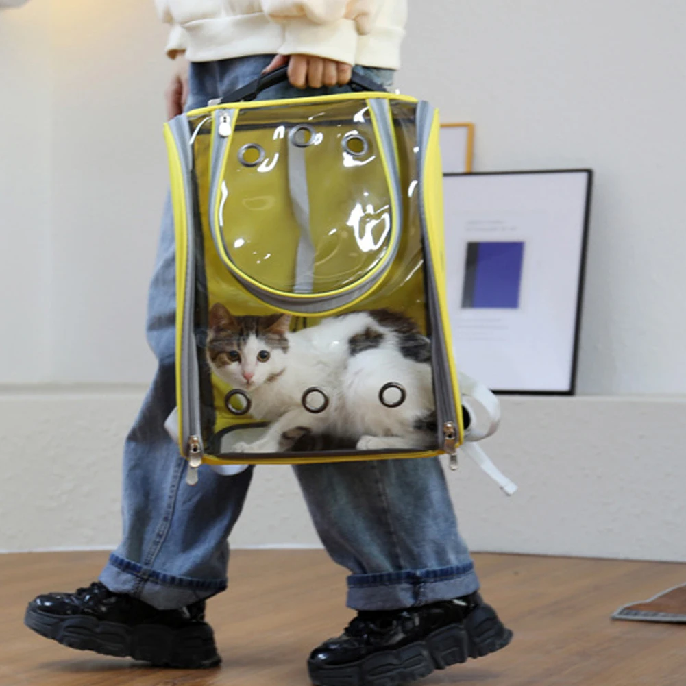 

Pet Cat Carrier Backpack Transparent Dog Bag With Locking Safety Zipper Portable Foldable Cat Backpack For Pet Dog Cat Bag