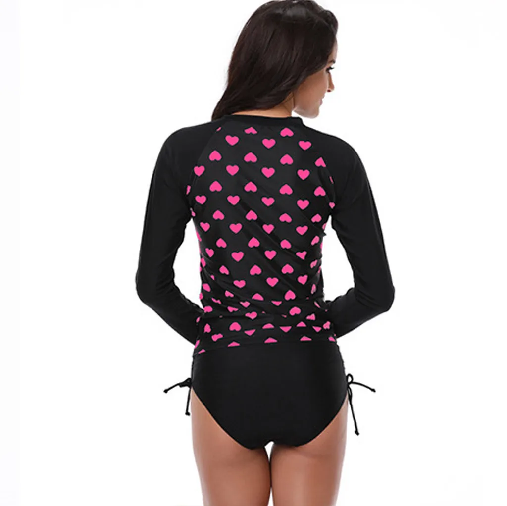 2019 Новый женский солнцезащитный Лонгслив Танкини с принтом Пляжная полосатая