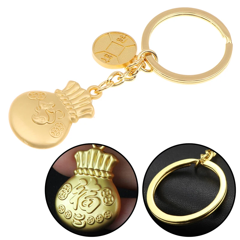

New 2020 Year Of Rat Fortune Mouse Sack Keychain Silver Alloy Car Keyfob Pendant Toy