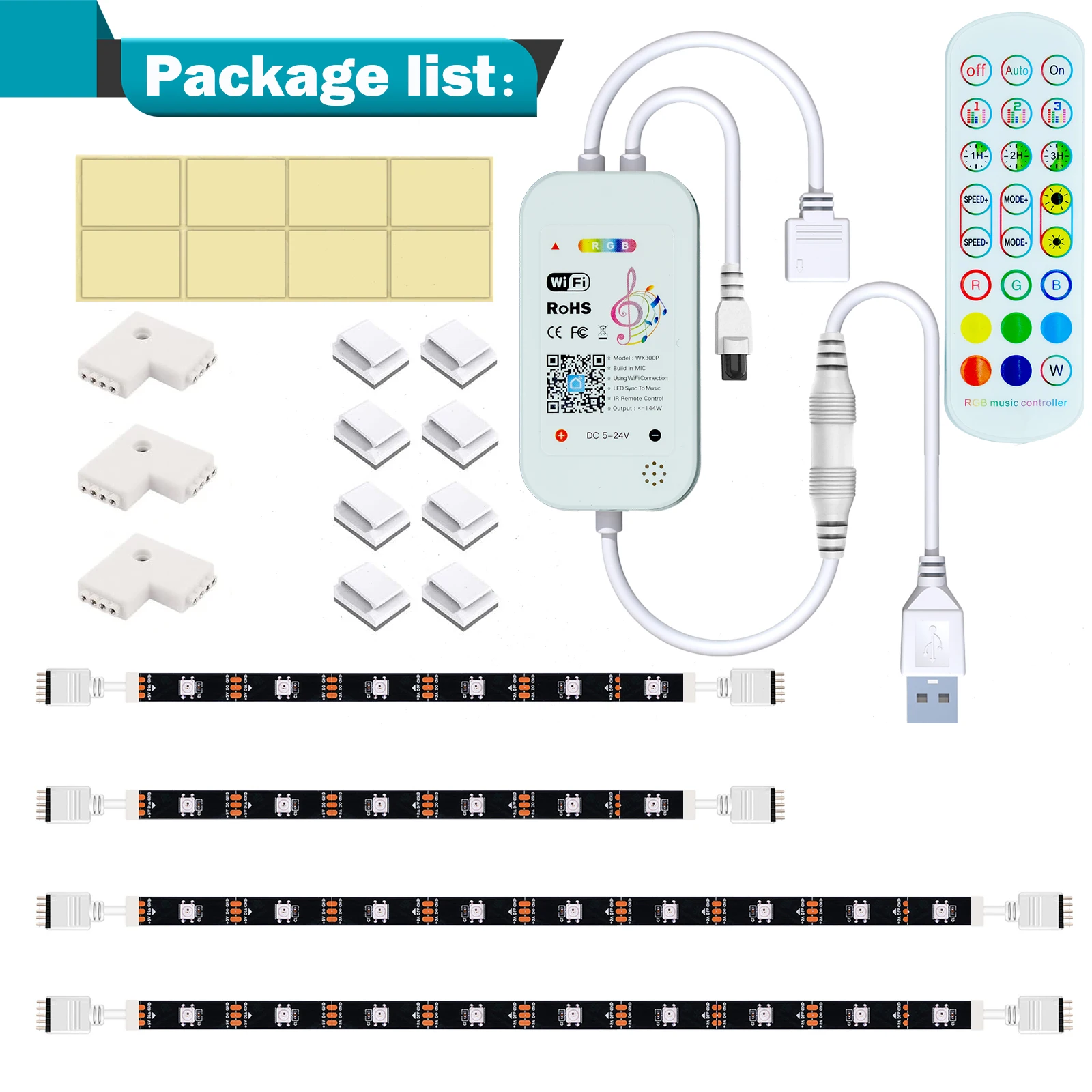 LED Strip For TV WIFI USB Light With Connector RGB Backlight Remote Control Smart work with Alexa | Освещение