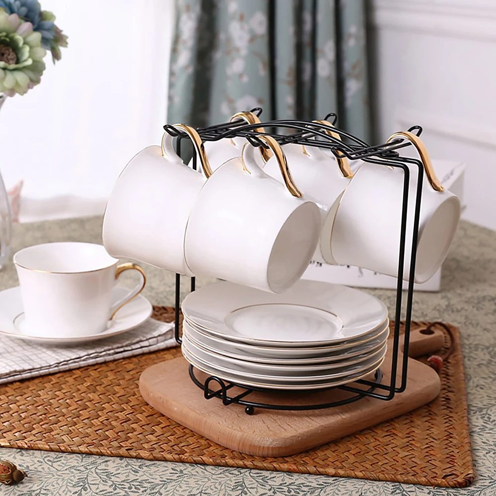 6-Cup Capacity Water Draining Coffee Mug Glass Cup Plate Holder Storage Rack Organizer Kitchen Drying | Дом и сад
