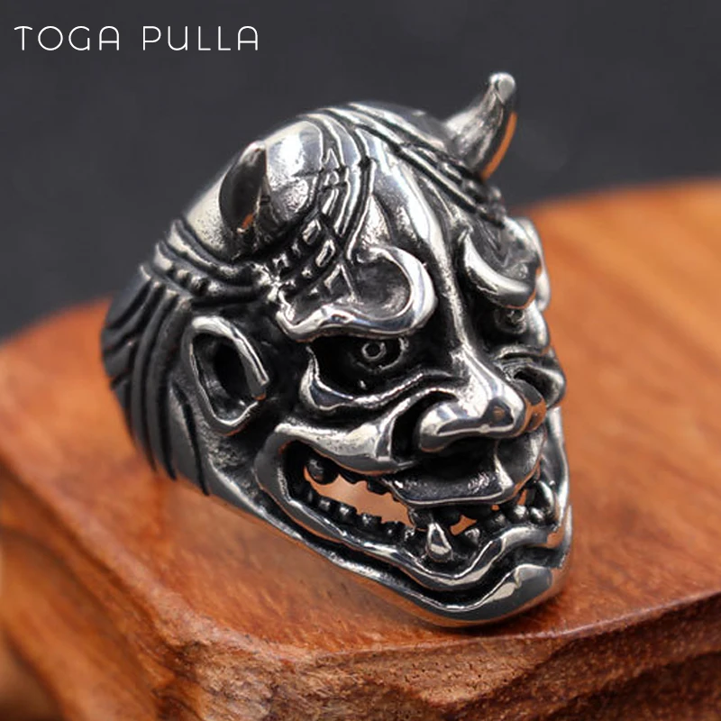 Personality Mens Bull Head Skull Ring Stainless Steel Punk Biker Ghost Heavy Sugar Male Gothic Jewelry | Украшения и аксессуары
