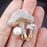 exquisite mushroom brooch brooch retro pearl jewelry womens suit shirt elegant brooch gift design cloth accessories