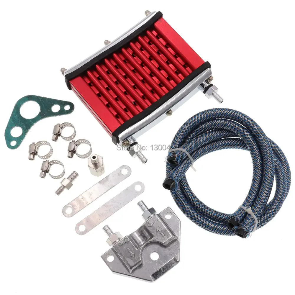 

Motorcycle CNC Aluminum Engine Oil Cooler Cooling Radiator Kit for 50cc 110cc 125cc 140cc 150cc ATV PRO Trail Dirt Pit Bike