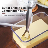 1pc butter sealed box cutting set transparent large capacity storage cheese crisper tray kitchen container butter dish tools