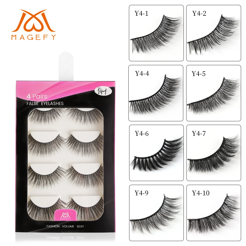

4 пары объемных искусственных норковых ресниц натуральные длинные накладные ресницы Объемные Накладные ресницы наращивание макияжа норко...