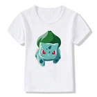 Покемон Бульбазавр; Изящная футболка для Для детей, на лето для мальчиков и девочек, забавные аниме футболка с принтом Pocket Monster для топы, одежда для детей