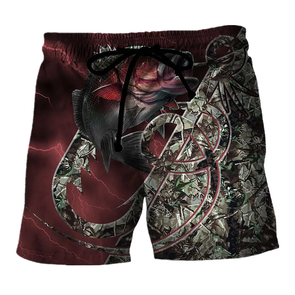 

New fishing series 3D printing unisex casual shorts hip hop fun street sports shorts fashion beach pants