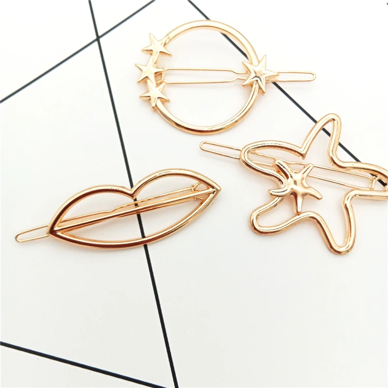 KSRA модная заколка для волос женщин Элегантный дизайн треугольная Луна губ