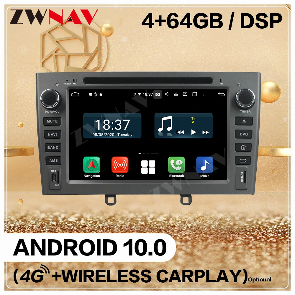

128G Carplayer 2Din For Peugeot 408 2007 2008 2009 2010 Android 10 Multimedia Player Audio Radio GPS Navi Head Unit Auto Stereo