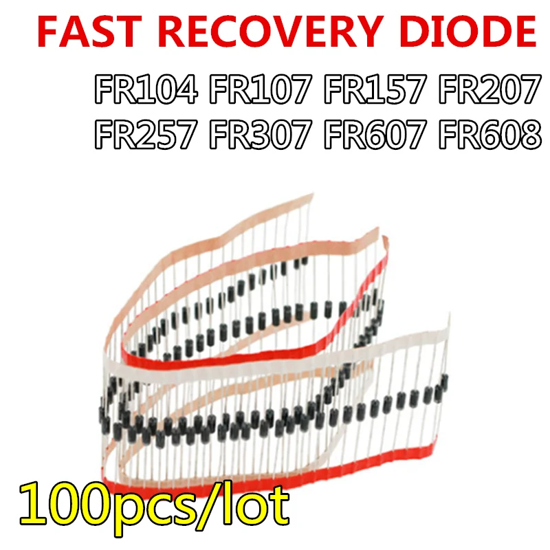 100pcs/lot New FR104 FR107 FR157 FR207 FR257 FR307 FR607 FR608 DO-41 Fast recovery diode