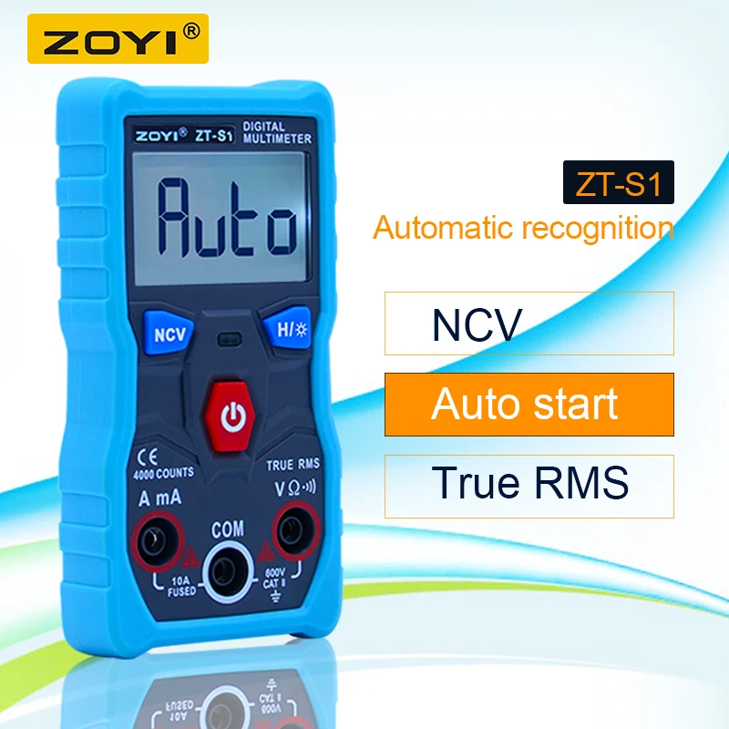 

ZOYI ZT-S1 Automatic Digital Multimeter True-RMS intelligent NCV 4000 Counts AC/DC Voltage Current Ohm Test Tool