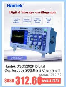 Hantek DSO5202P цифровой осциллограф 200 МГц 2 канала 1GSa/s " TFT ЖК-дисплей запись Длина 40 К USB AC110-220V рабочего стола osciloscope
