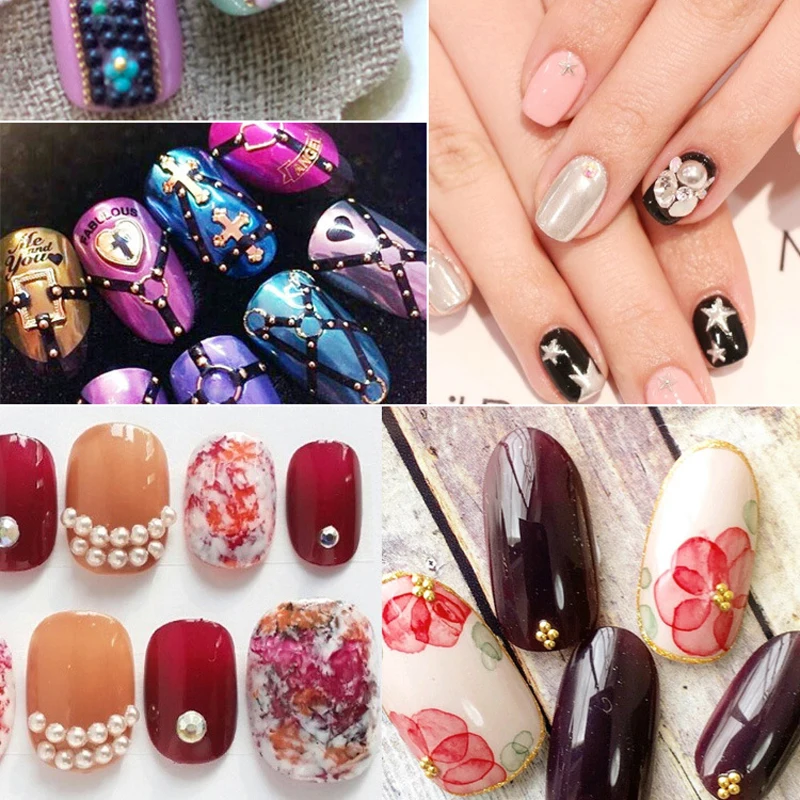 Типсы для дизайна ногтей Кристальные блестки Стразы 3D украшение разноцветные