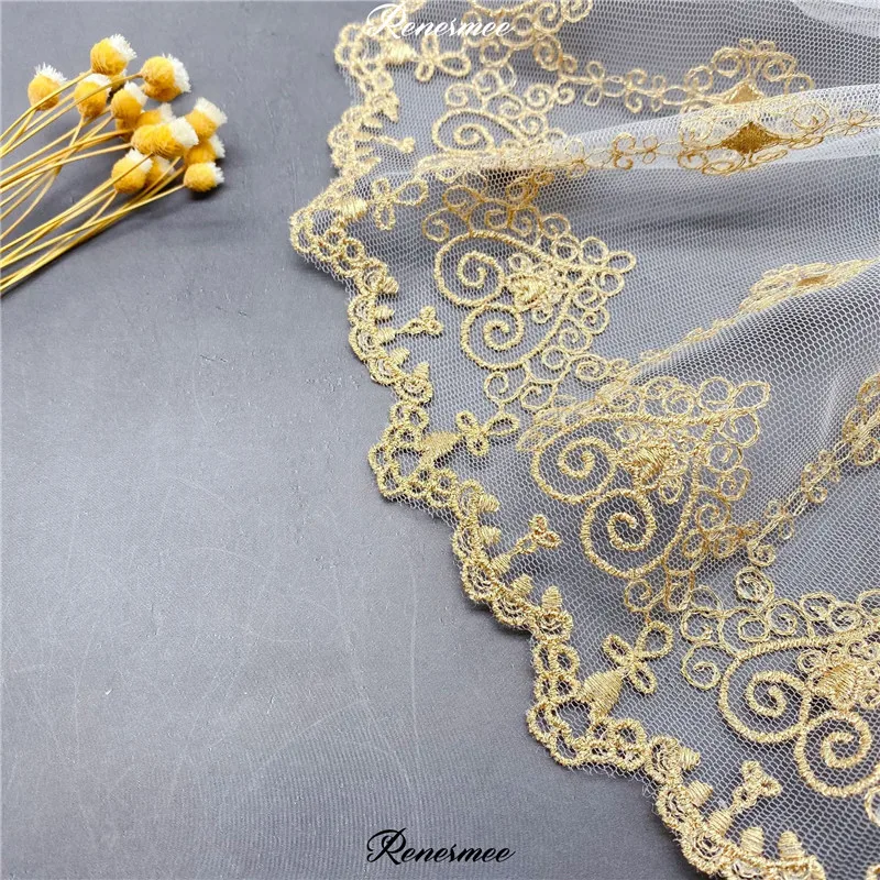 10 ярдов сетка вышивка полиэстер кружево золотая нить мягкий тюль аксессуары для