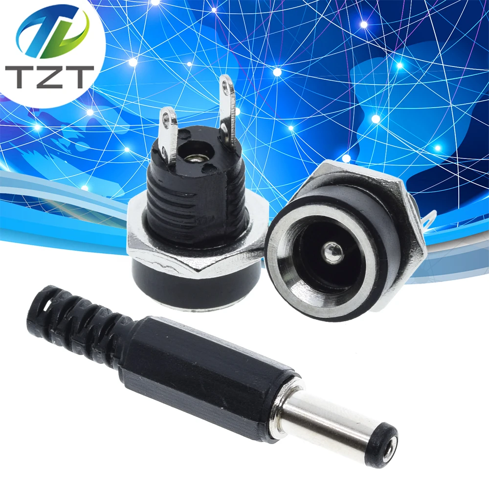 10 штук 5 пар постоянного тока контакт разъема питания 2 1x5 мм Гнездовой разъем Jack +