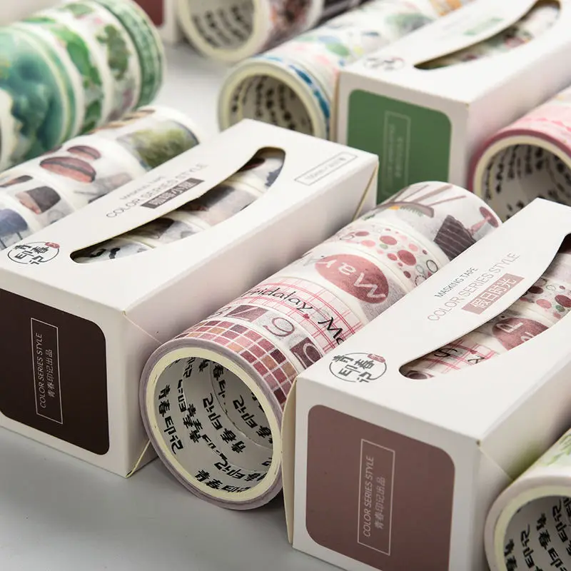 

Hand account tape gift box set cute girl heart material basic diy paper tape sticker masking tape scrapbooking