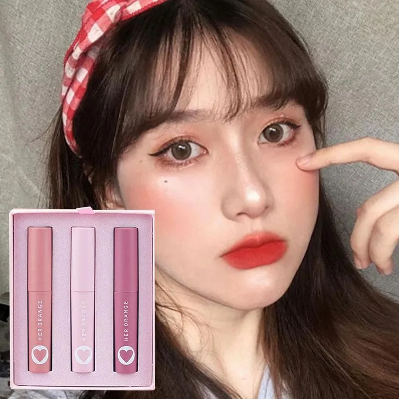 

Three-color Lip Glaze Set Matte Lipstick Set Long Lasting Stick Cup Natural Sexy Lip Waterproof Non-stick D6E1