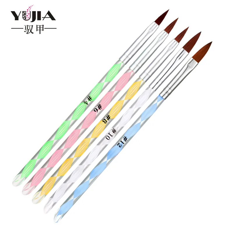 5 шт. набор кистей для дизайна ногтей акриловый строитель плоская кристальная